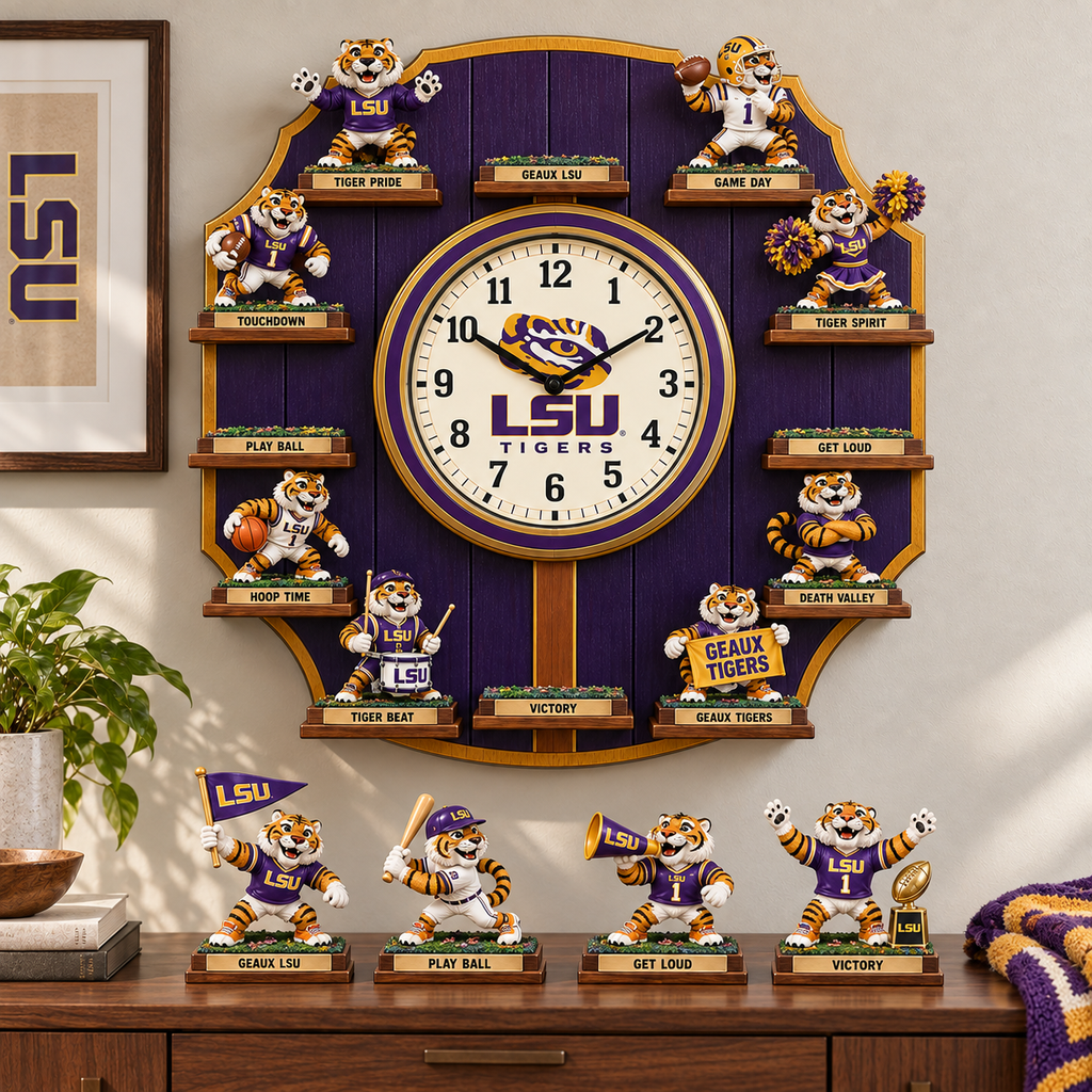 LSU Premium Mascot Sculpture Clock Collection PTKL