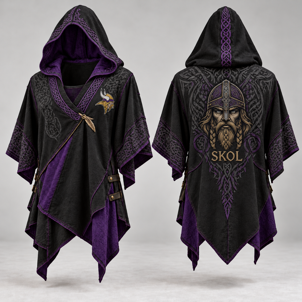 MNVK Gothic Viking Hooded Poncho PNPA