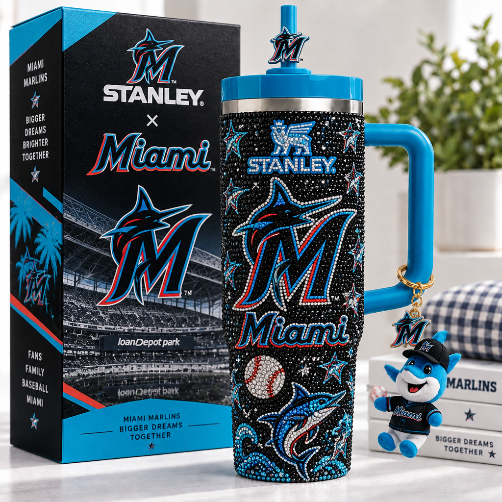 Miami Marlins 40oz Tumbler With Handle TTNL